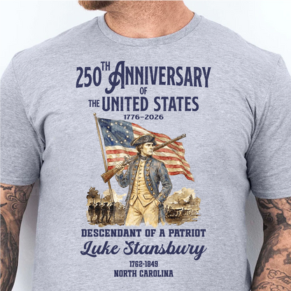 Custom USA 250th Descendant Of Patriot Bright Shirt | Patriotic Tee - Semiquincentennial Gift 684482
