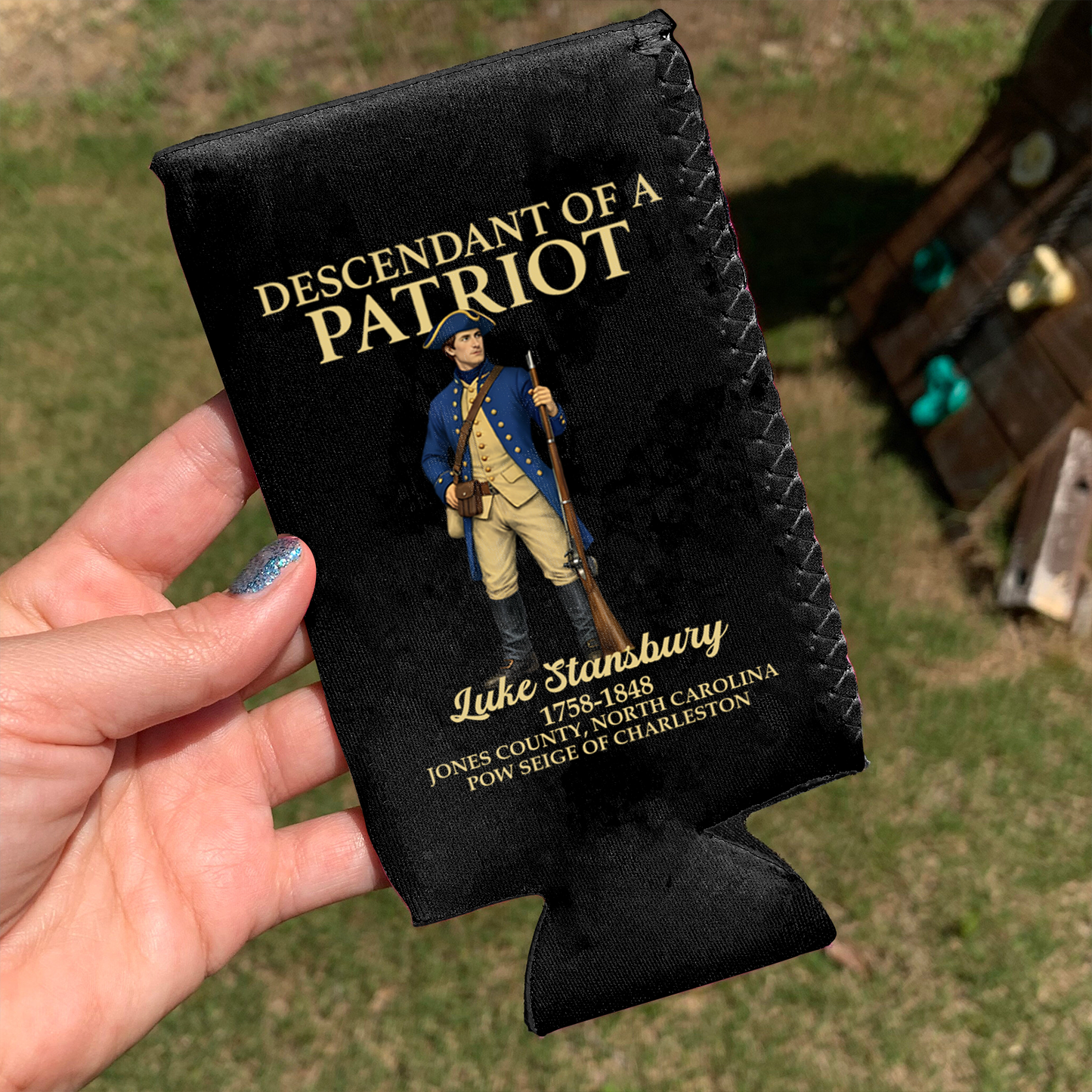 250 Years Of America Can Cooler | Personalized Descendant Of A Patriot Can Sleeve For Drinks 684550