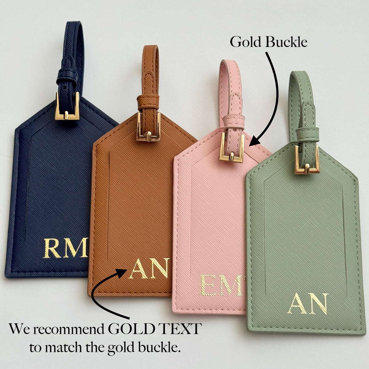 Personalized Saffiano PU Leather Luggage Tag, Custom Gift For Travelers 686343 WFD