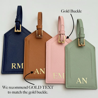 Personalized Saffiano PU Leather Luggage Tag, Custom Gift For Travelers 686343 WFD