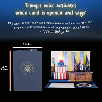 Funny Donald Trump Pop-Up Birthday Card For Father's Day - 3D Greeting Card With LED Light, Music & Real Voice Audio 684873
