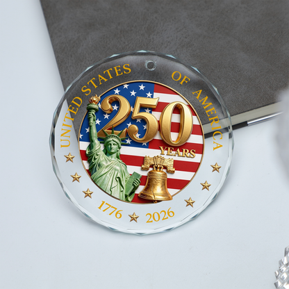 USA 250th Anniversary Glass Ornament, 1776-2026 Statue Of Liberty Ornament, Patriotic Christmas Decoration 685787
