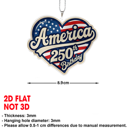 America 250 Years Anniversary Car Ornament | Patriotic Car Decor | America 250 Celebration Gift 684517