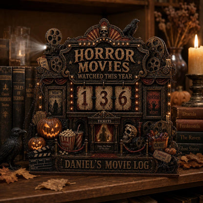Personalized Horror Movie Tracker, Custom Name Halloween Movie Log, Gift For Scary Film Fans 685662