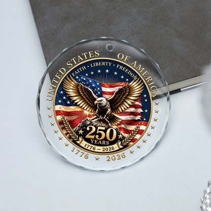 USA 250th Anniversary Glass Ornament, Patriotic Christmas Decor For Family 686216