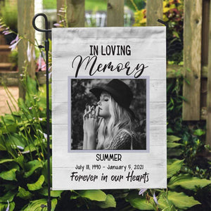 In Loving Memory Forever In Our Hearts Family Personalized Custom Photo Garden Flag