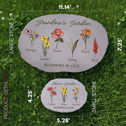 Grandma Garden Stone, Personalized Garden Stone, Custom Birth Flower, Mother's Day Gifts 684784