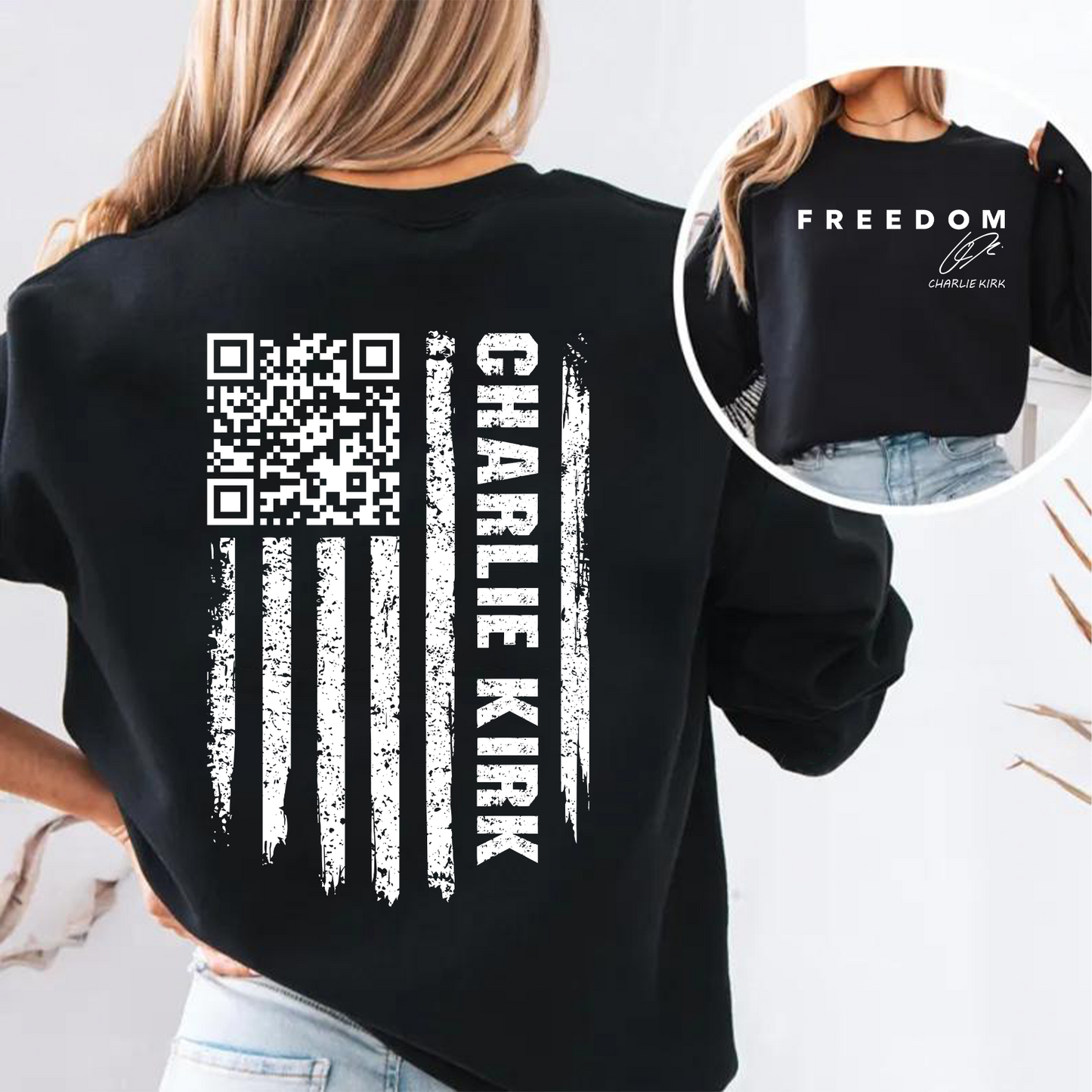 QR Code Charlie Kirk Shirt | Justice Charlie Kirk Memorial Front & Back Shirt 683130