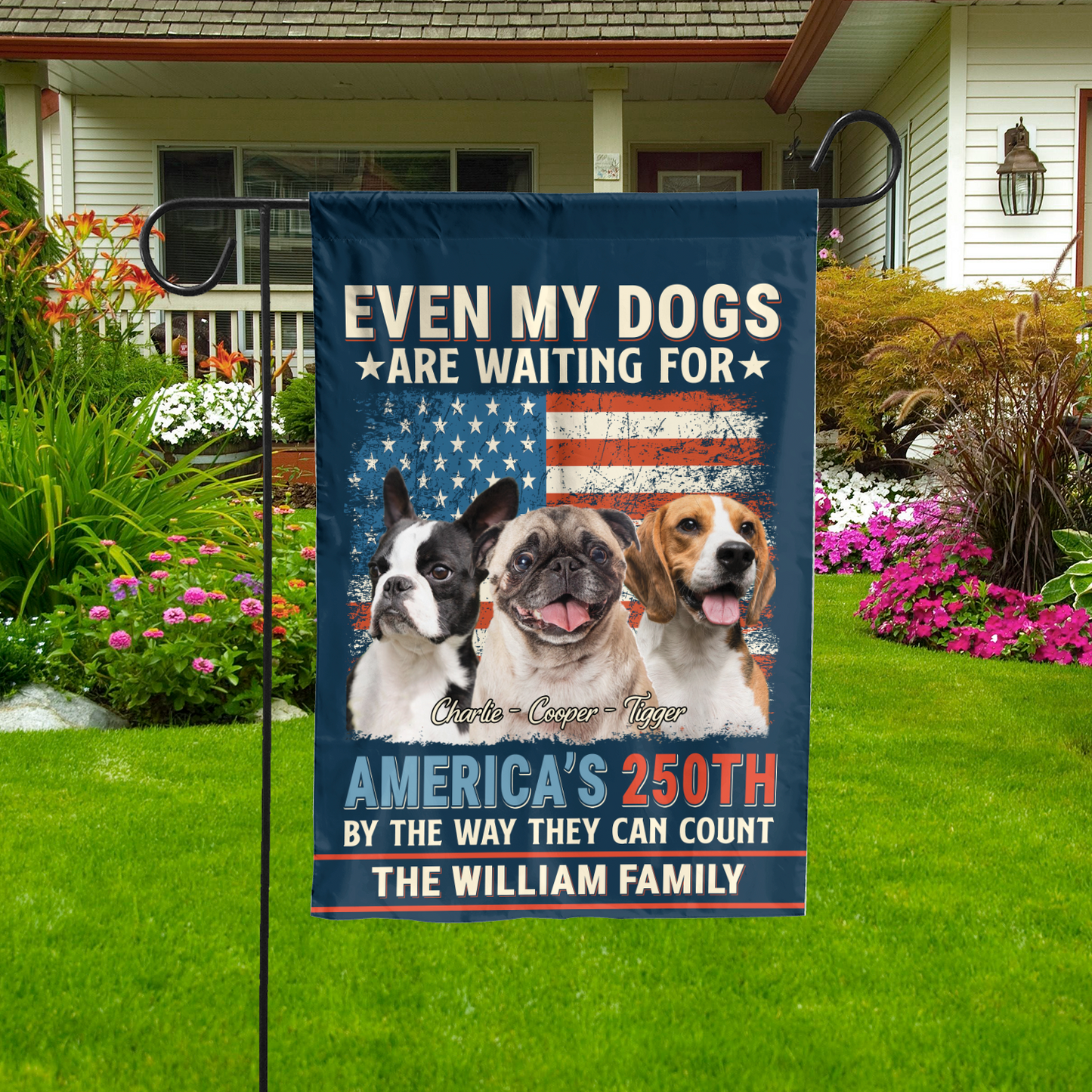 Personalized America 250th Anniversary Garden Flag | Custom Dog Cat Photo, Patriotic Garden Flag 684498