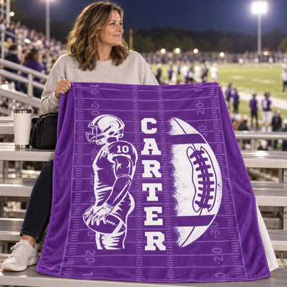Personalized Senior Football Blanket, Custom Name & Number Throw, Football Graduation Gift, Team Banquet Keepsake 686428 WFD