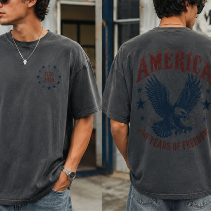 America 250 Years Of Freedom Pocket & Back Bright Shirt, Patriotic 4th Of July Gift 685314