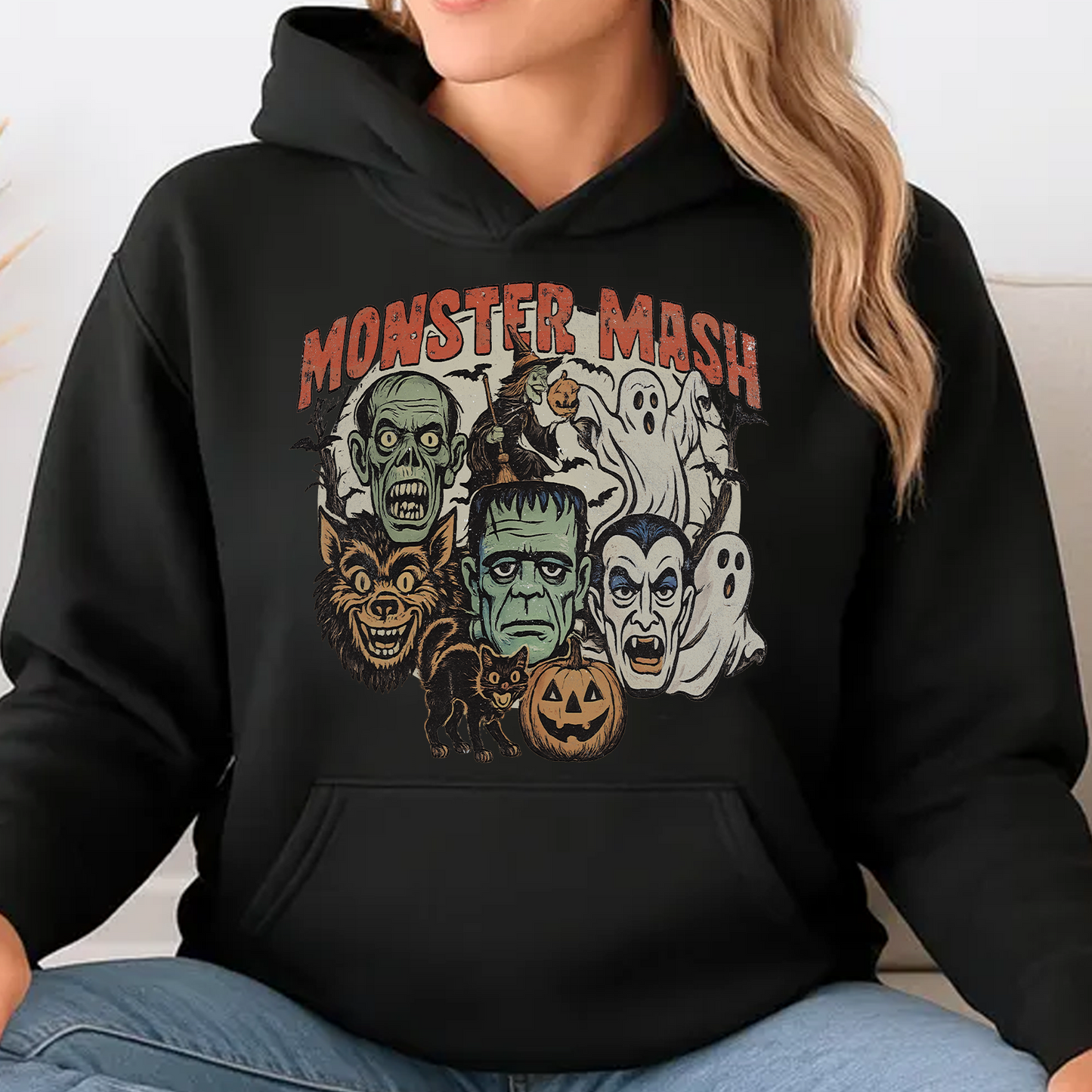 Retro Monster Mash Dark Shirt, Spooky Season Tee, Halloween Gift For Men & Women 685701