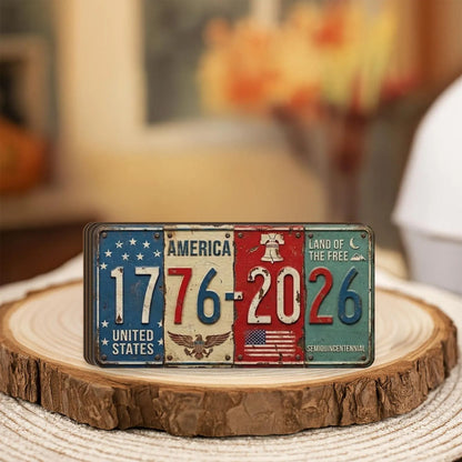 USA 250 Years Anniversary Block Sign | Rustic License Plate Art 1776-2026 Semiquincentennial Decor | 250 Years Of America 684519