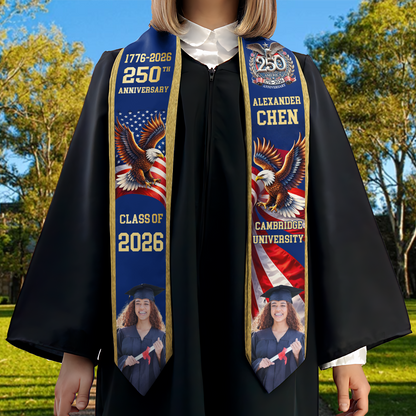 Custom Photo America 250th Anniversary Graduation Stole | Class Of 2026 Stoles Sash | Patriotic Graduation Gift, Senior Gift 684495
