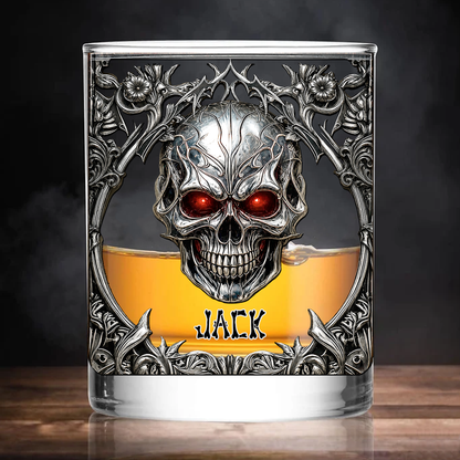 Personalized Skeleton Gothic Whiskey Glass, Custom Name Halloween Gift 685618