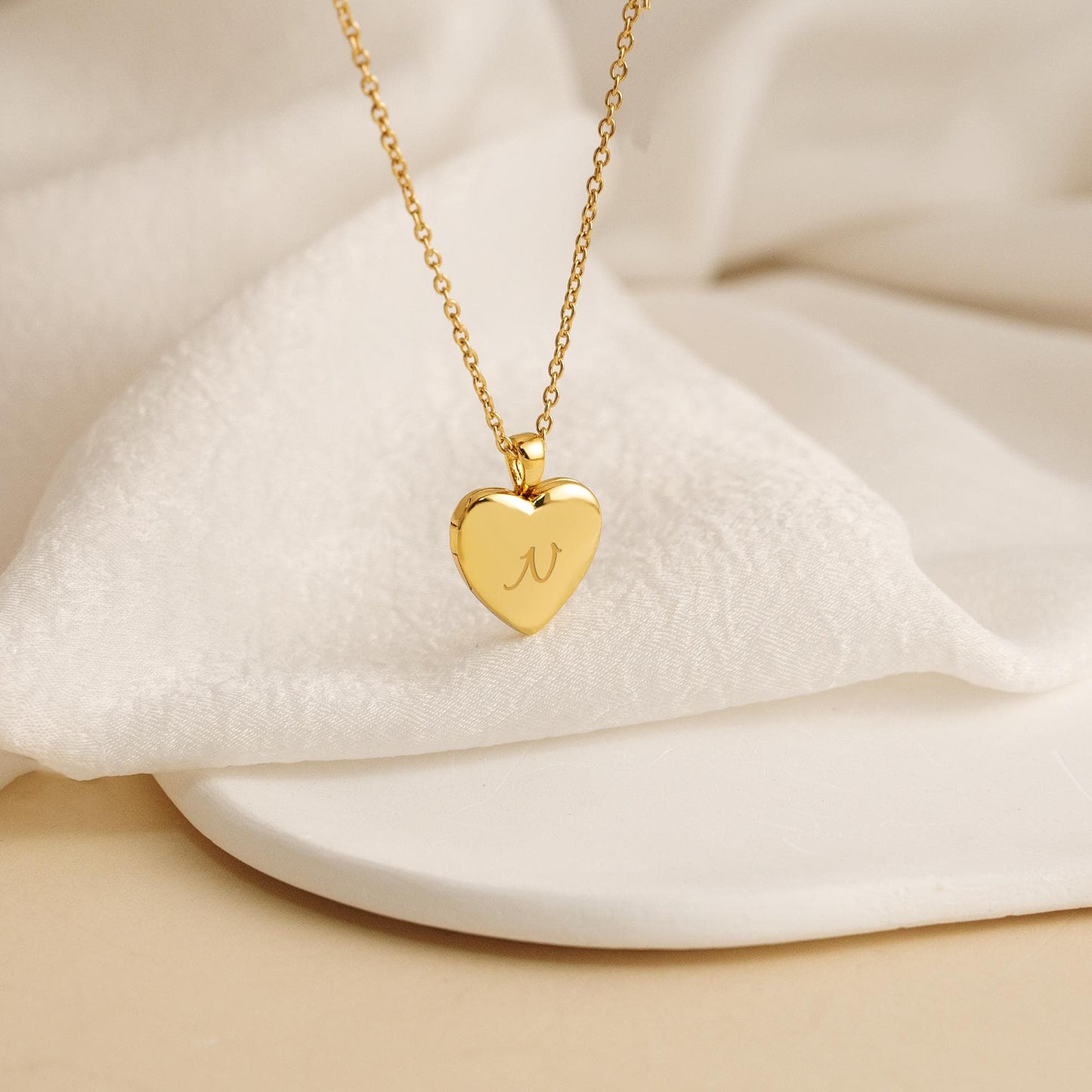 Personalized Heart Locket Necklace, Custom Photo Love Locket With Engraving, Memorial Anniversary Gift 685537 WFD