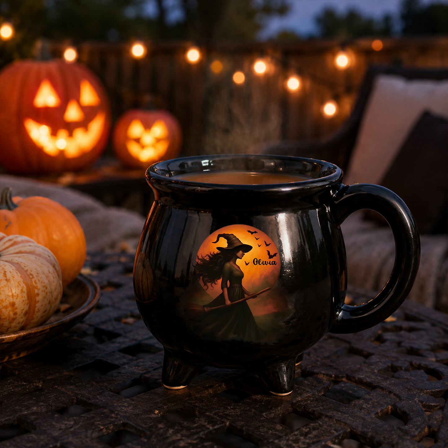 Personalized Witch Halloween Cauldron Mug, Custom Name Witch Coffee Mug, Spooky Halloween Gift 685785