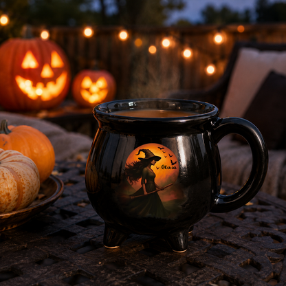 Personalized Witch Halloween Cauldron Mug, Custom Name Witch Coffee Mug, Spooky Halloween Gift 685785