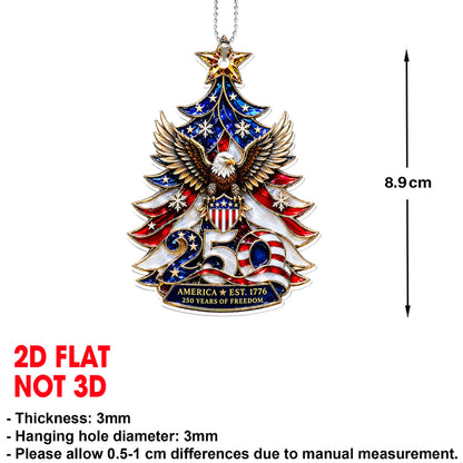 USA 250 Years Of Freedom Car Ornament, America EST. 1776 Bald Eagle Patriotic Christmas Ornament 685789