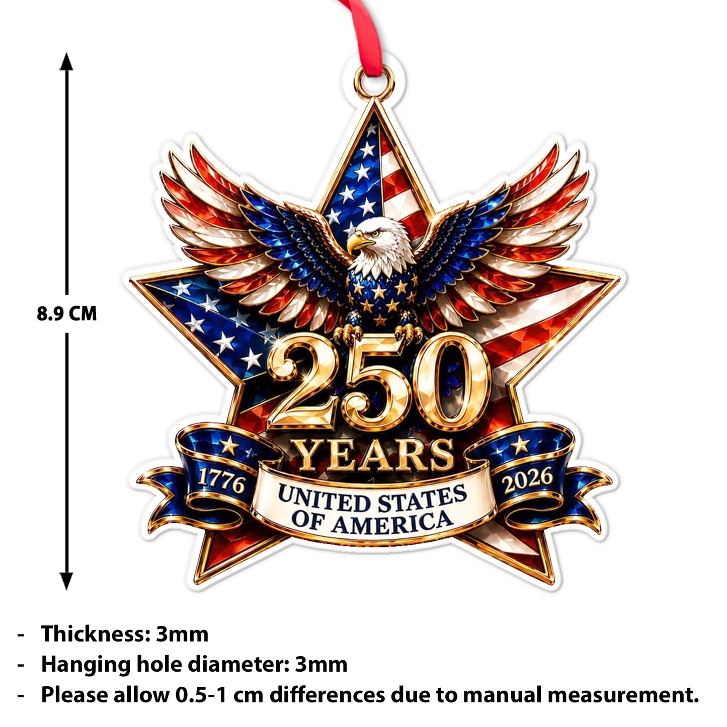 250th Anniversary USA Acrylic Ornament | Patriotic 1776-2026 Eagle Ornament | American Independence Keepsake 685771