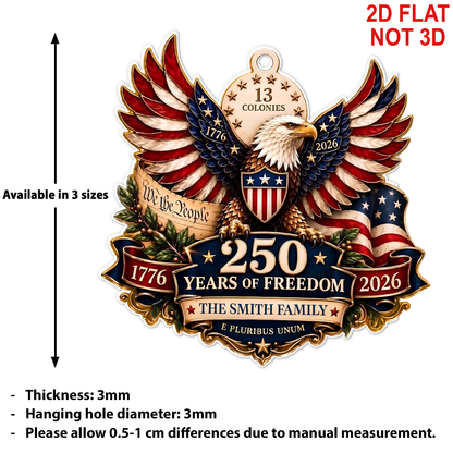 Personalized USA 250 Years Of Freedom Acrylic Ornament, Patriotic Christmas Tree Decoration 686457