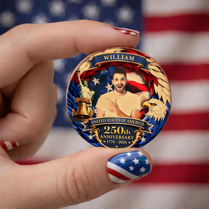 Custom Photo USA 250th Anniversary Commemorative Coin, Personalized 4th Of July Patriotic Gift 684805