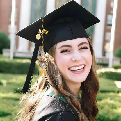 Custom Photo Bouquet Charm | Personalized Graduation Keepsake | Angel Wing Tassel Hanging For Grad Cap 684881