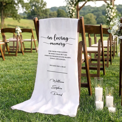 Personalized Memorial Wedding Chair Sign | Custom Name Reserved Banner For Loved Ones | Wedding Aisle Decor 685603