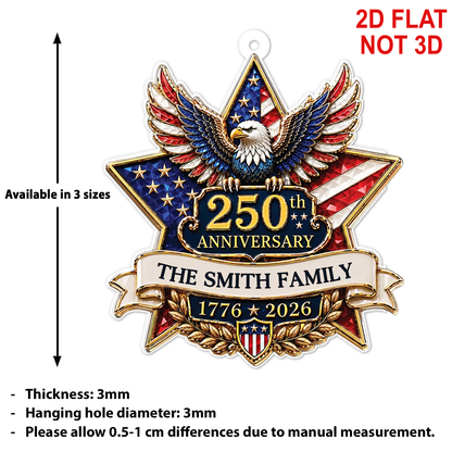 Personalized USA 250th Anniversary Acrylic Ornament, Custom Name Christmas Gift For Family 685945