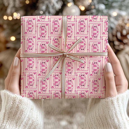 Retro Pink Queen Of Hearts Dolly Parton Wrapping Paper, Country Music Tribute Paper, Christmas Gift Wrap For Dolly Fan 686347