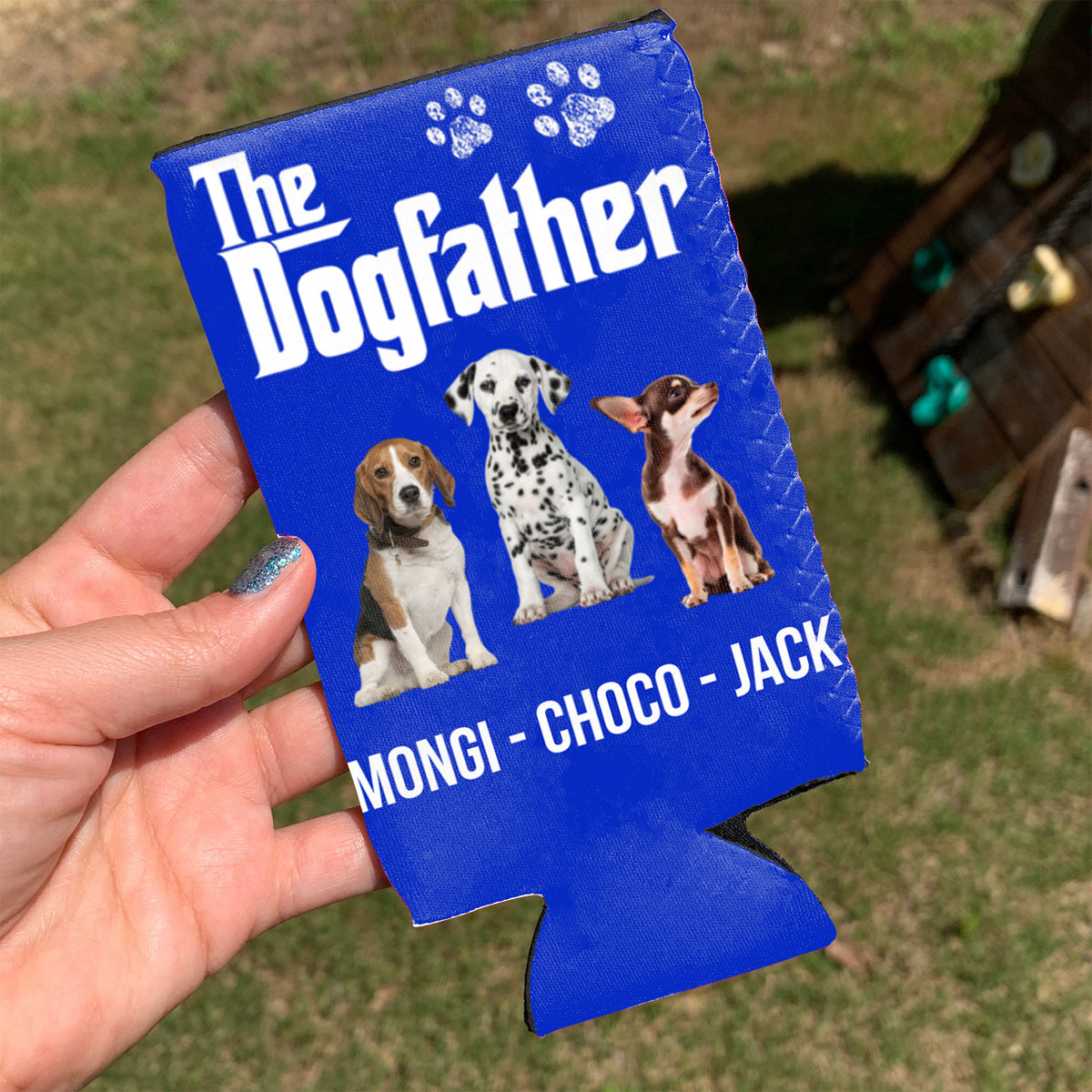 Personalized The Dogfather Can Cooler | Custom Dog Photo Can Holder | Gift for Dad | Father's Day Gift Idea 682464