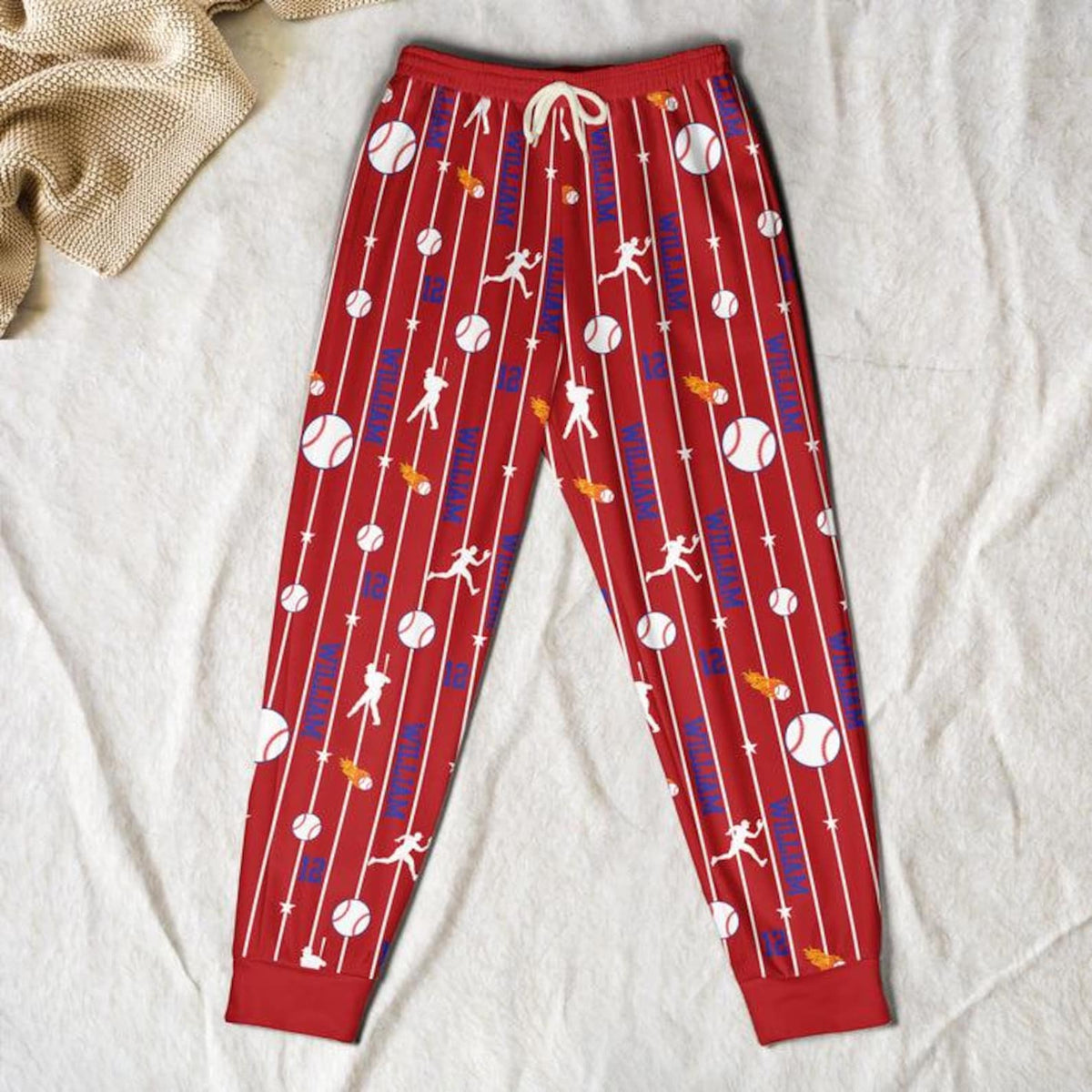 Personalized Sport Pajamas Pants, Custom Name And Number Lounge Pants, Gift For Baseball, Football, Basketball Lover 686310