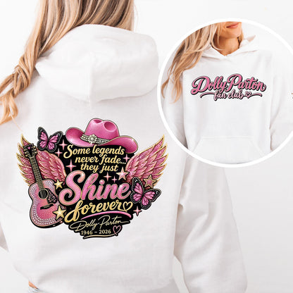Dolly Parton Memorial Front & Back Bright Shirt, "Shine Forever" Fan Club Tribute Tee 686045