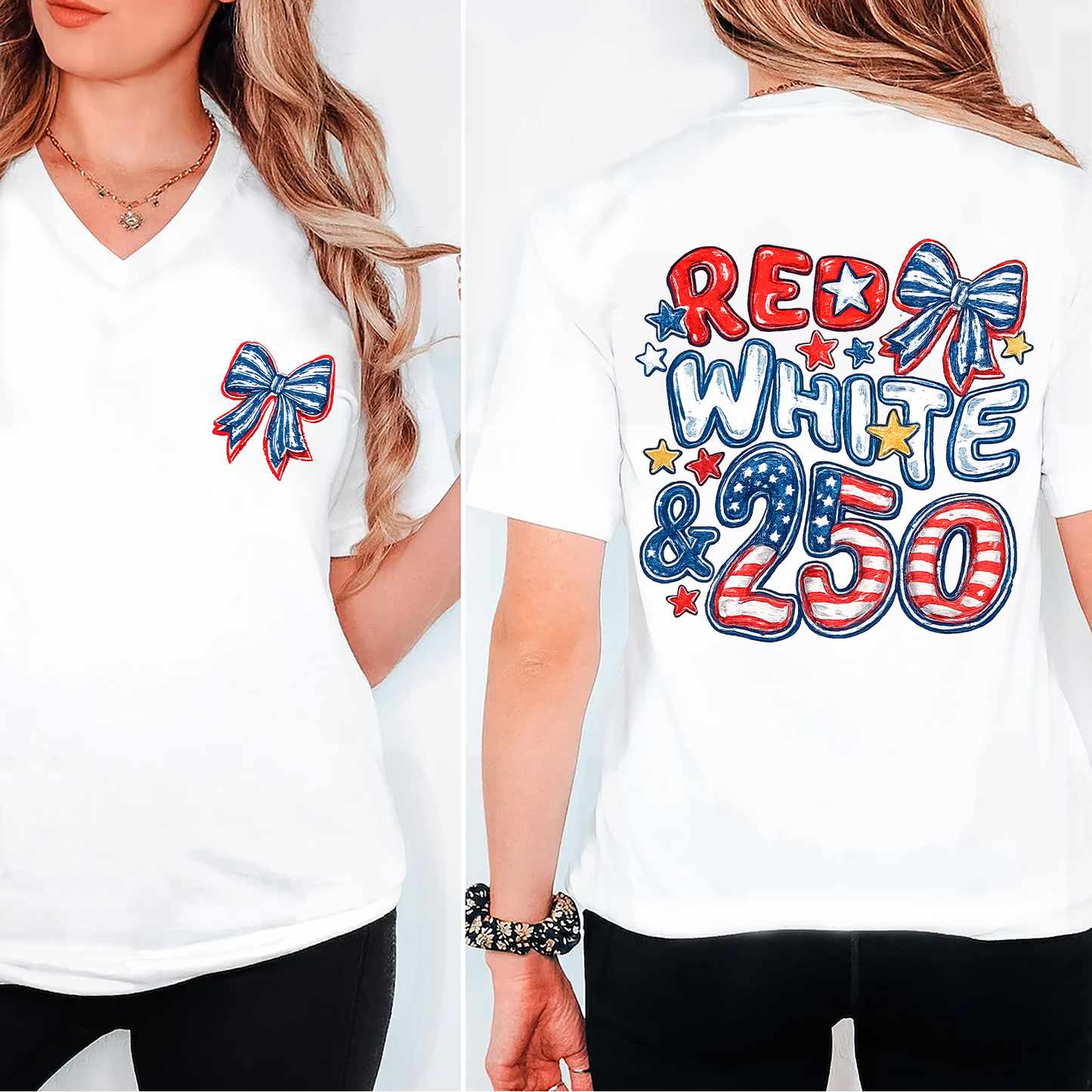 USA 250th Anniversary Pocket & Back Bright Shirt, Vintage Red White & 250 Tee, Patriotic 4th Of July Gift 685419