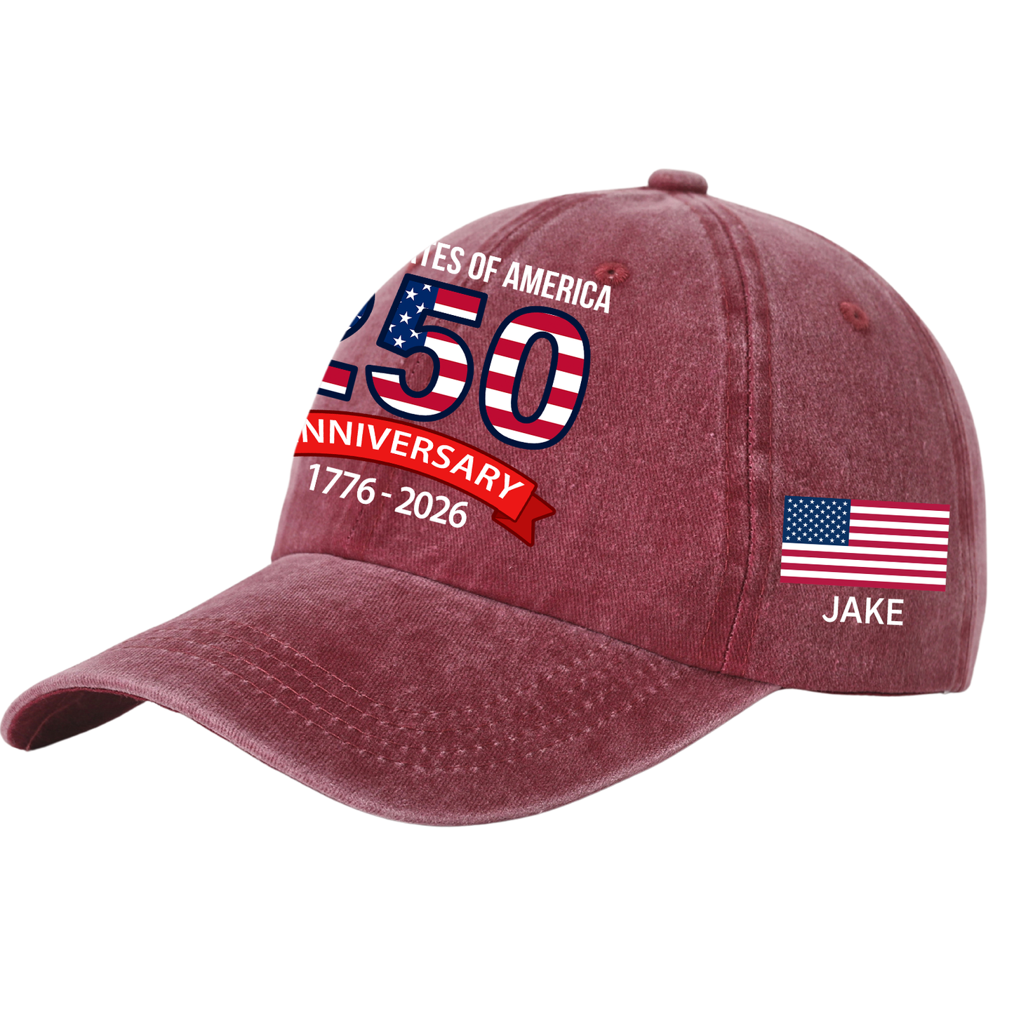 United States Of America 250 Anniversary Vintage Washed Denim Baseball Cap | Patriotic 4th of July Hat 684422