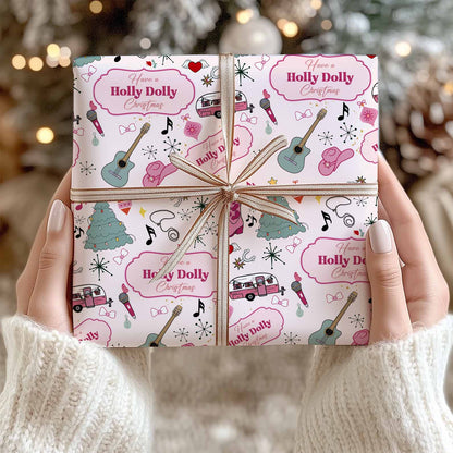 Have A Holly Dolly Christmas Wrapping Paper, Country Music Tribute Paper, Christmas Gift Wrap For Dolly Fan 686282