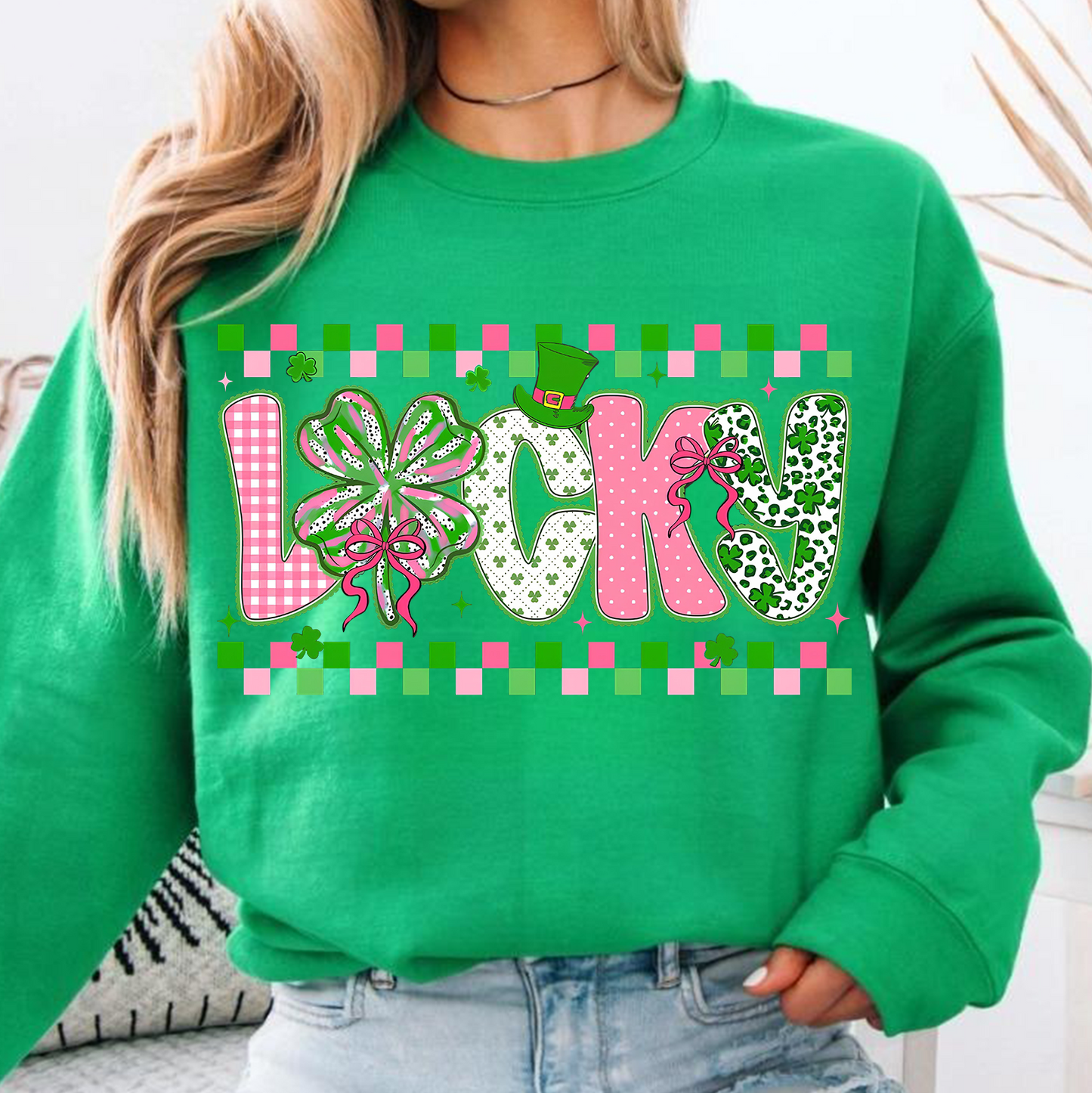 Lucky Checkered Brushstroke Shamrock Dark Shirt | Gift For St Patrick’s Day T-Shirt 684405