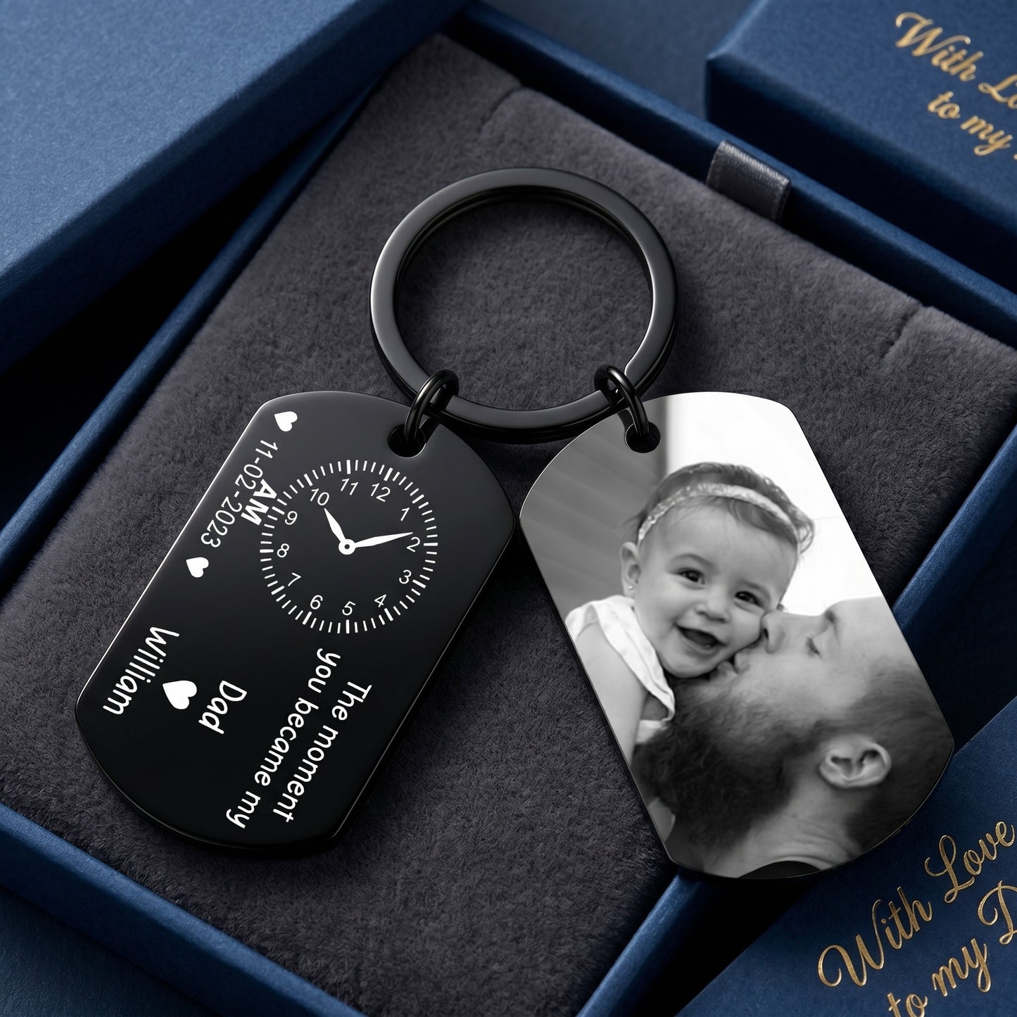 Custom Photo The Moment You Became My Dad Keychain | Personalized Father's Day Gift, Gift For New Dad 685139