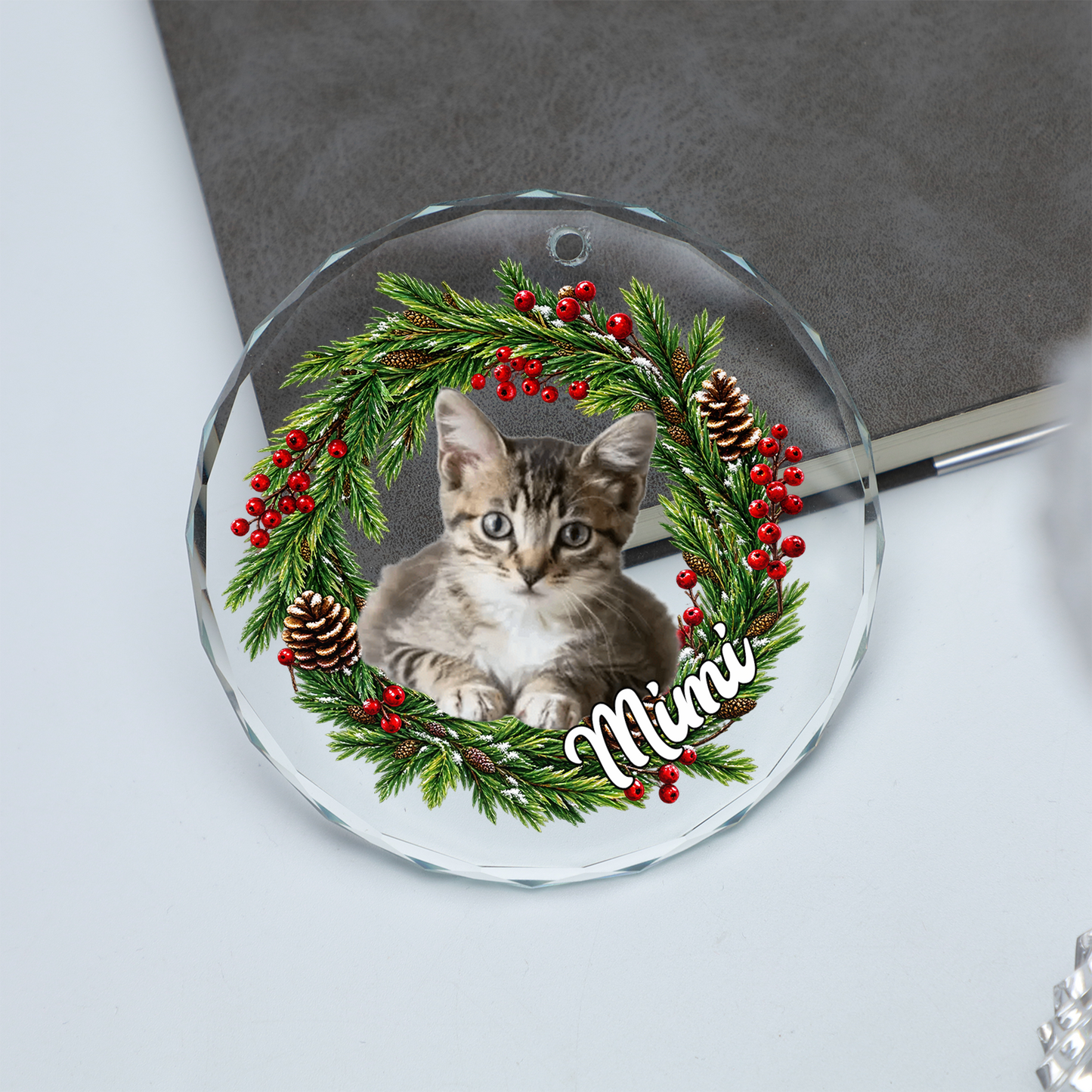 Custom Pet Photo Glass Ornament, Christmas Keepsake Gift For Pet's Lover 686003