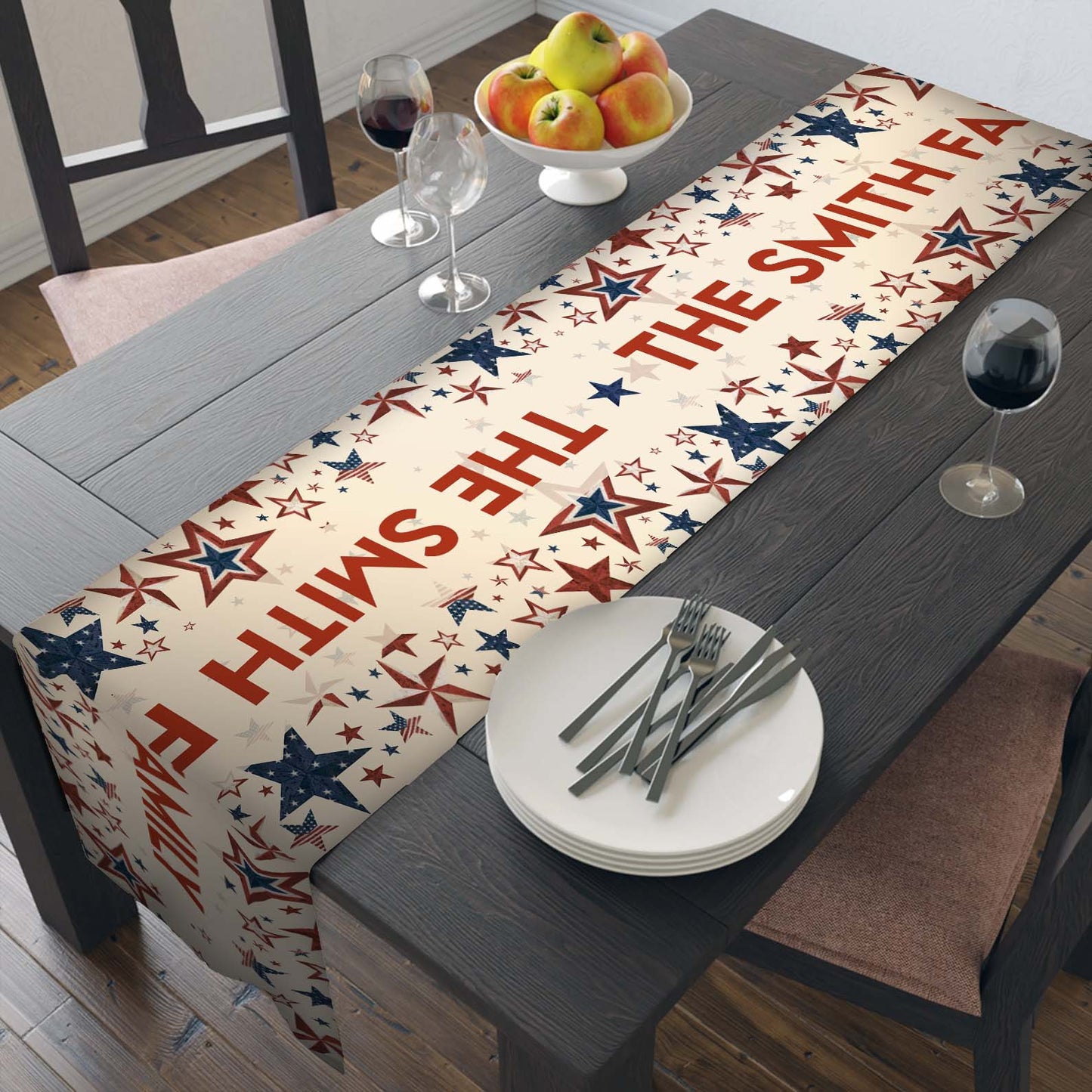 Personalized Custom Text Table Runner | 4th Of July Table Runner For Kitchen 682328