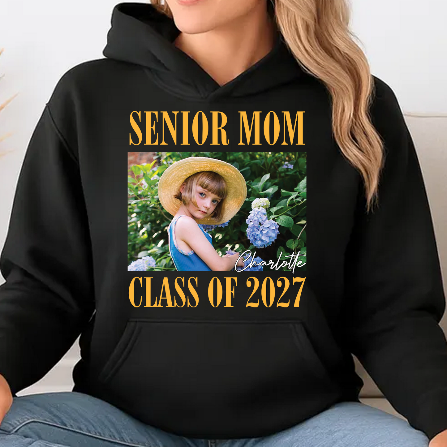 Custom Photo Senior Mom Dark Shirt, Class Of 2027 Tee, Personalized Graduation Gift 685635