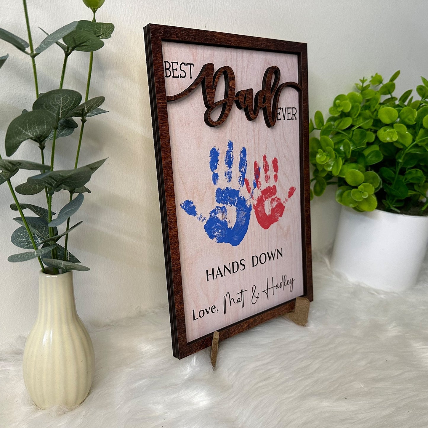 Personalized Best Dad Ever 2 Layers Wooden Plaque, Custom Name Wooden Plaque, Father’s Day Gift 685027