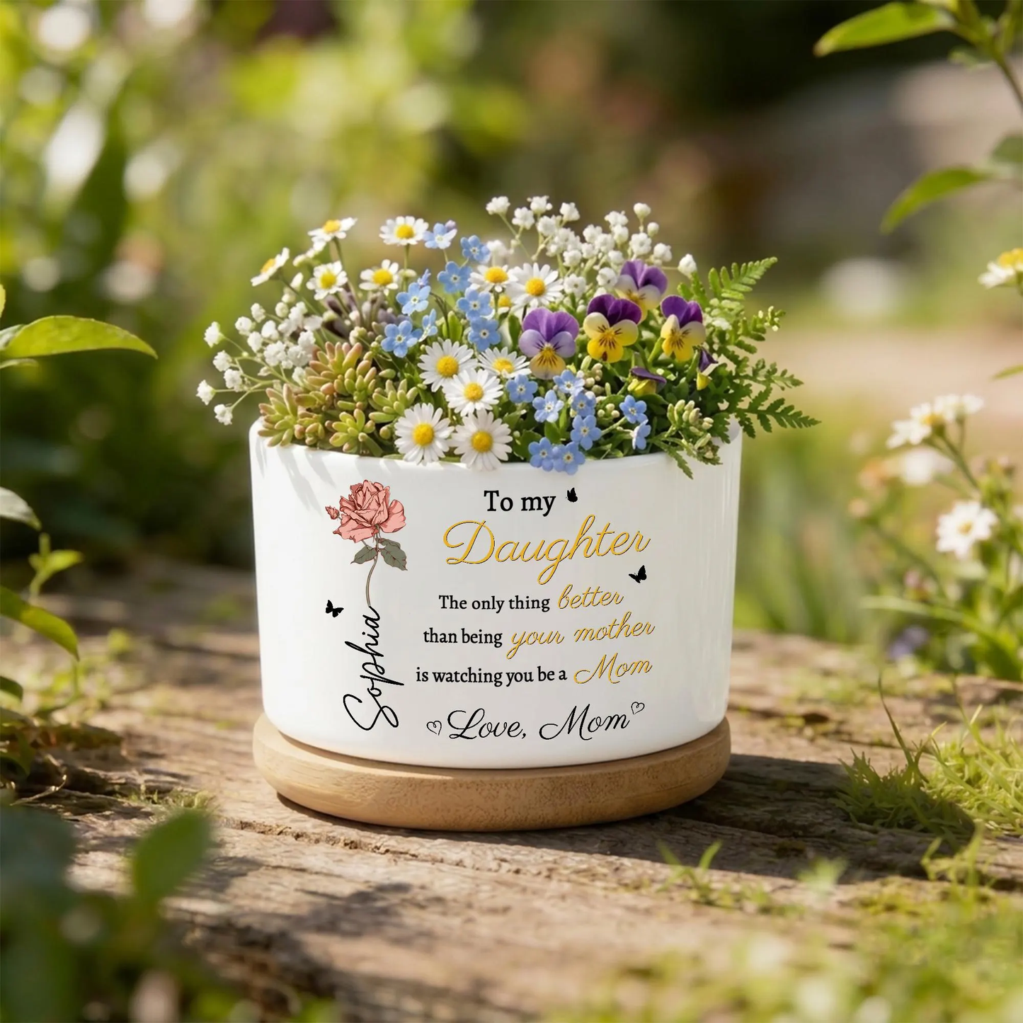 Personalized Love To My Daughter Plant Pot | Custom Name Ceramic Plant Pot Mother's Day Gift, Daughter Gift From Mama 684728