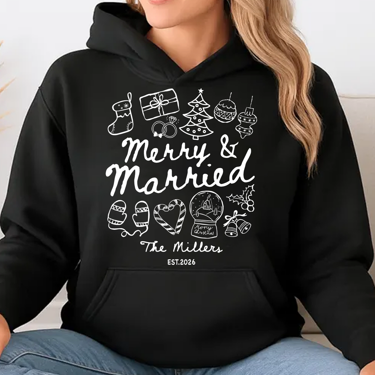 Personalized Merry And Married Shirt, Custom Couples Christmas Tee, Matching Couple Apparel 686302