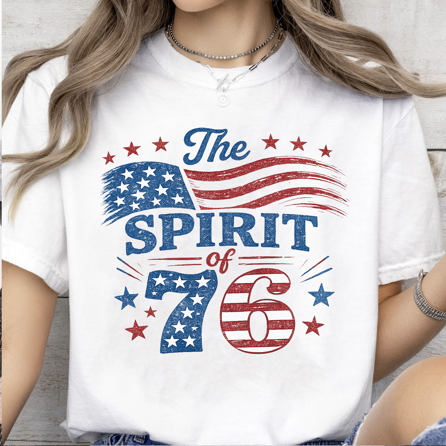 Vintage The Spirit Of 76 - USA 250th Anniversary Bright Shirt, Patriotic 4th Of July T-Shirt, America Flag Tee 685157