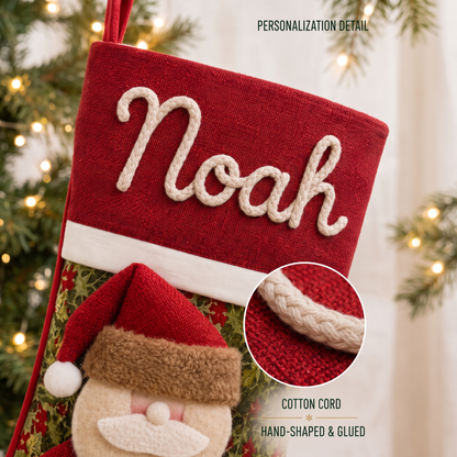 Personalized 3D Santa Snowman & Reindeer Christmas Stocking, Custom Name Holiday Gift For Family 686722 WFD