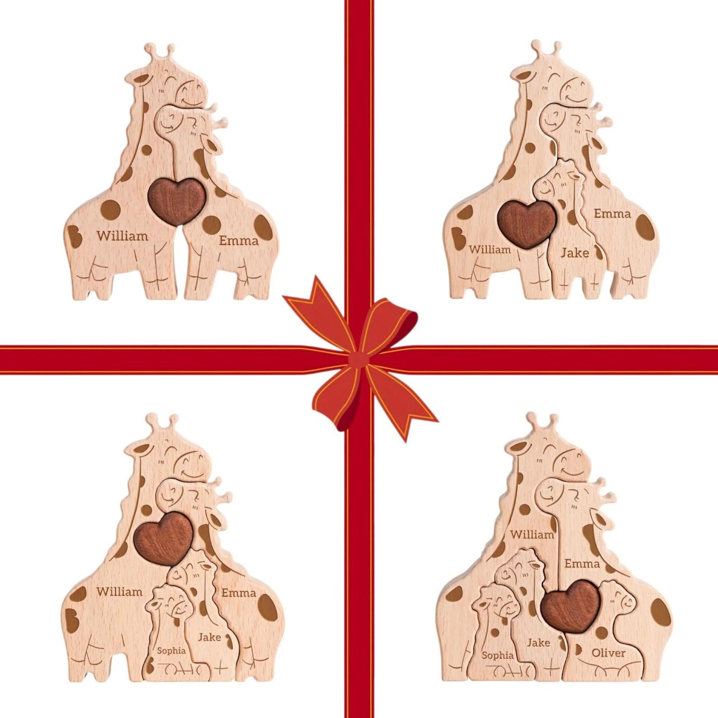 Personalized Giraffe Family Puzzle | Custom Name Hugging Giraffe Family Puzzle | Family Keepsake Gift 684693