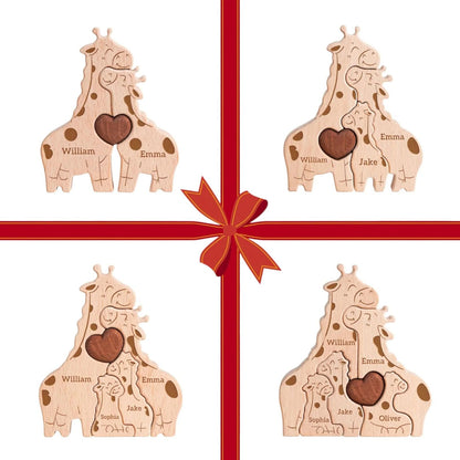 Personalized Giraffe Family Puzzle | Custom Name Hugging Giraffe Family Puzzle | Family Keepsake Gift 684693