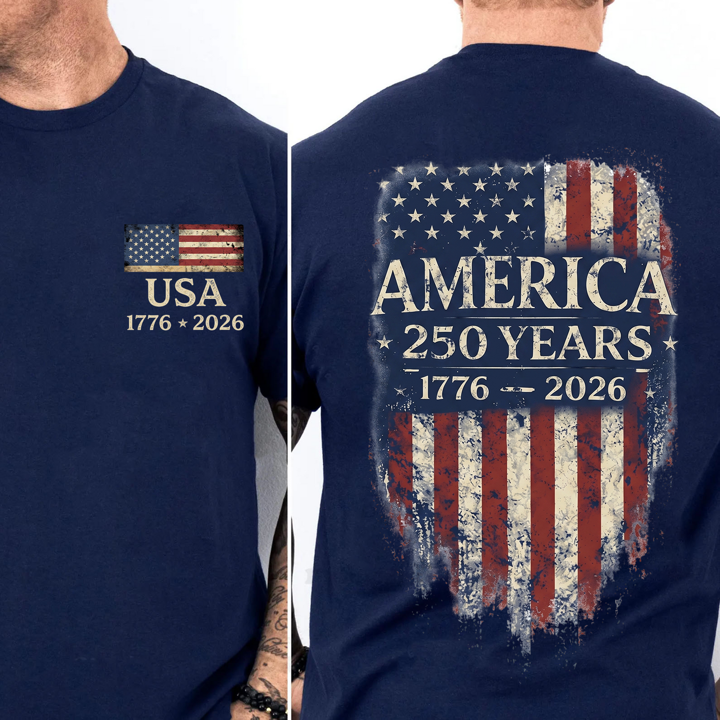 America 250 Years Anniversary Pocket & Back Dark Shirt, Patriotic 4th Of July Tee, Vintage Semiquincentennial Gift 685179