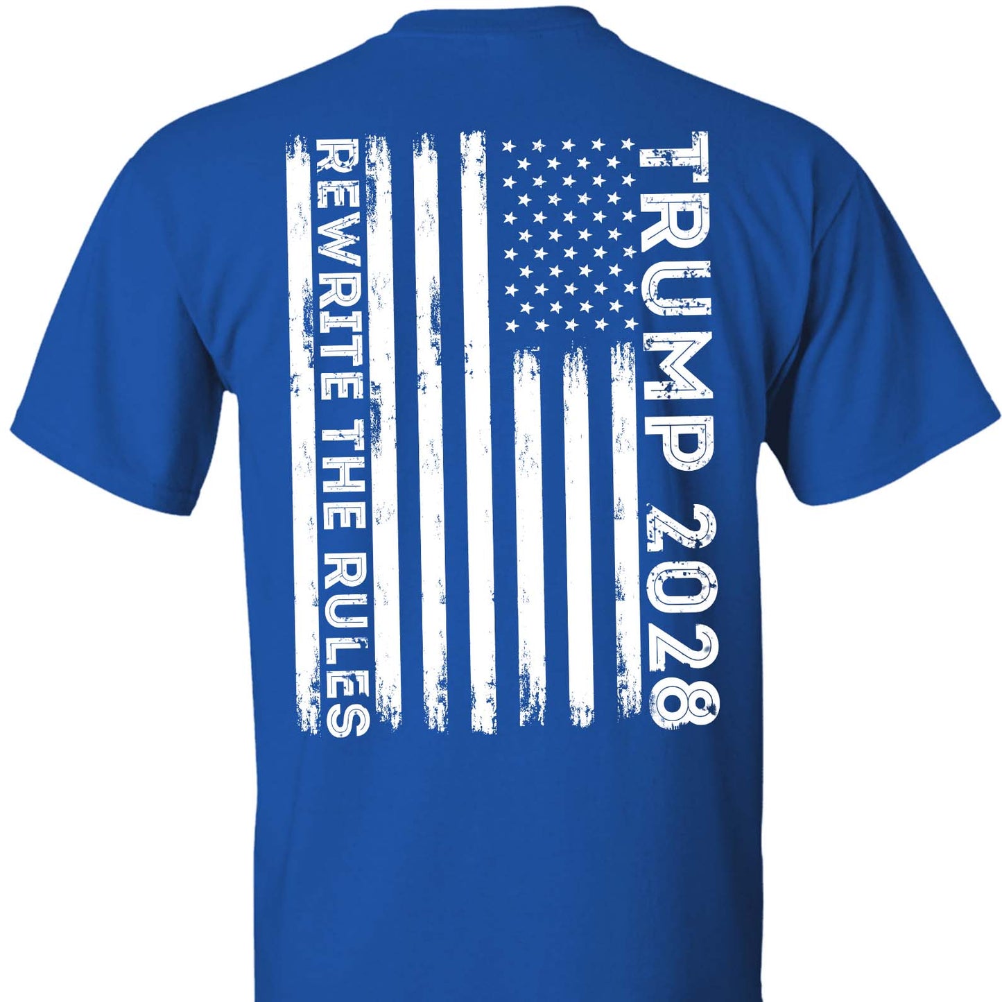 Trump 2028 Shirt with Back Design | MAGA "Rewrite the Rules" Patriotic T-Shirt with USA Flag | Support Trump Apparel | GOP 682281